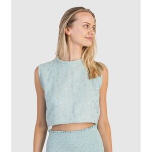 Koch Sleeveless Boxy Metallic Blue Top NEW (size L)